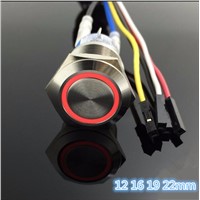 3 set high quality computer Metal LED Power Push Button Switch On-off  5V 12mm 16mm 19mm 22mm Waterproof with 50cm wire harness