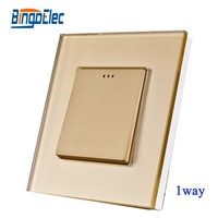 EU/UK standard 1gang 1way  switch,mechanical switch,toughened glass panel,AC110-250V,Hot sale