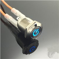 1pc Car Computer 12mm Latching Angel Eye Aluminum Metal LED Power NO Push Button Switch Self-locking Metal Switch Normally Open