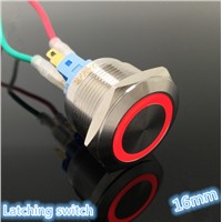 5 Set Stainless Steel Metal LED 16mm Push Button Switch Car Dash 3v 5v 6v 12v 24v 48v 110v 220v Ring Light Switch Self Latching