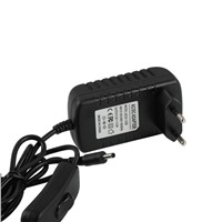 24W Black LED Driver 12v With Rocker Switch For LED Strips  Power Supply European Plug 3.5DC plug output