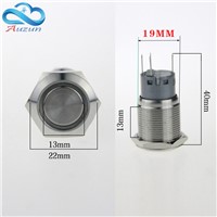 19mm self-locking metal button with light switch  voltage 12 v current 5A250VDC waterproof rust red, yellow blue  white
