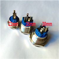 22mm 25mm 30mm 12V Blue Ring Led Light Momentary Push Button Switch DPST Metal Industrial Boat Car DIY Switch