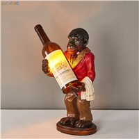 JW_Nordic Retro Creative Resin Orangutan Table Lamp Monkey Glass Bottle Desk Light Bar Cafe Restaurant Bedroom Indoor Lighting