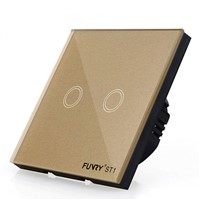 FUNRY EU/UK Standard remote control switch 2 gang 1 way pancel screen touch switch smart home switch EU RF 433mhz AC170V-240V