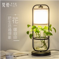 Chinese style Plants combine with water floor lamps creative vertical desk lamp study bedroom modern retro art floor lights ZA