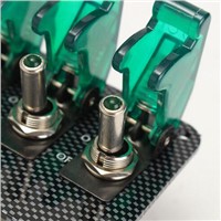 3x 12V Switch Car Racing On Off Aircraft Type Green LED Toggle Switch Control Red Flip Cover Low Price