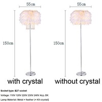 New store promotion home family hotel decoration with feather shade LED floor light crystal floor lamp