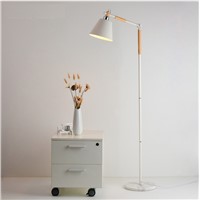 Sweden Design 175cm Floor Lamp with Adjustable Wood Arm, Iron Stem and Marble Base