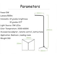 Modern Simple 5W LED Smart Standing Lamp Floor Lamp Dimmable Touch Black remote dimmable Floor Stand Lights