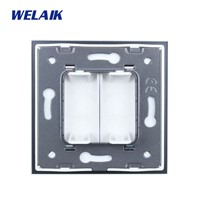 WELAIK  Free shiping Crystal Glass Panel 1Frame EU White Wall Socket TV  socket A18BBW