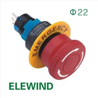 ELEWIND 22mm emergency stop switch (PB223WY-11TS/R/IP65 With warning circle)