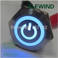 ELEWIND 25mm stainless steel power symbol  on/off push button switch(PM251F-11ZET/B/12V/S)