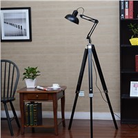 American personality vintage wooden floor lamp lift rocker arm lamp bedroom lamps