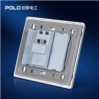 1 Gang 1 Way, POLO Push Button Switch, LED Indicator, Champagne/Black, Luxury Wall Light Switch Panel,16A, 110~250V,Random Click