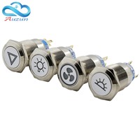 19 mm self-locking metal button switch car indoor overhead light emergency signal lighting total switch ventilation fan switch