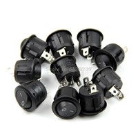5Pcs Black Mini Round 3 Pin SPDT ON-OFF Rocker Switch Snap-in #S018Y# High Quality