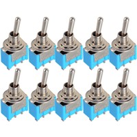 10pc/LOT  Blue Mini MTS-102 3-Pin SPDT ON-ON 6A 125VAC Miniature Toggle Switches