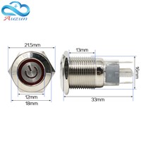 16mm self-locking metal button switch power source 5A current copper plated nickel waterproof can be customized