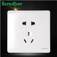 white surface type household 10A 5 poles 2p and 3p earth contact outlet wall socket