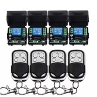 12V 1CH Wireless Remote Control Switch System 4 Transmitter &amp;amp;amp; 4 Receiver Relay Smart House z-wave