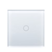 Smart home Touch Switch,EU Standard 1 Gang 1 class White Crystal Glass Panel, AC170~250V, LED indicator,Touch Screen Switch