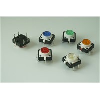 100pcs Illuminated Tact Switch 12x12x7.3 mm Green Red Yellow Blue White LED Reset button Normal Open vertical Through Hole PCB