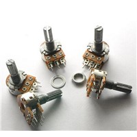 5PCS WH148 1K 2K 5K 10K 20K 50K 100K 250K 500K 1M ohm Linear Dual Rotary Potentiometer 15mm Shaft With Nuts And Washers 6Pin