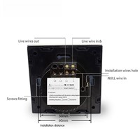 Cnskou Manufacturer EU Standard Remote Control 1 Gang 2 Way Touch  Switch, Black Crystal Glass Switch Panel, AC 220~250V