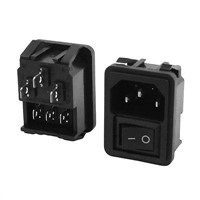2pcs On/Off Rocker Switch C14 Inlet Male Power Plug Socket AC 250V 10A