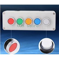 5 hole button switch, waterproof box, self reset button, industrial control box, 22mm