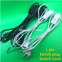 10 PCS On Line Cable 1.8m On Off Power Cord For LED Lamp with Push Button switch US EU Plug Wire Light Switching Black White