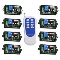 433mhz rf 1 transmitter and 8 receiver 110V 220v with code,1KM Long Distance Range RF Switch Customizable SKU: 5180