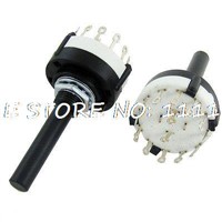 2 Pcs 6mm x 30mm Round Shaft 2 Pole 6 Positions Rotary Switch 350mA 125V AC SR26-2-6