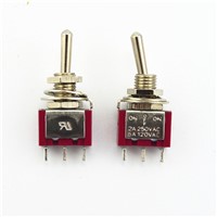 10Pcs Red 3 Pin 3 Position (ON)-OFF-(ON) SPDT Mini Momentary Toggle Switch Automatic Return Middle