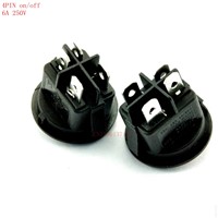 5pcs 4PIN ON/OFF black Rocker Switch 6A250V Small round switch push button best quality