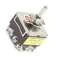 AC 380V 10A ON/OFF/ON 3 Positions 12 Pin Latching Toggle Switch 4PDT