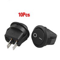 THGS  10pcsx AC 3A/250V 6A/125V ON-OFF I/O SPST 2 Pin Snap In Round Boat Rocker Switch