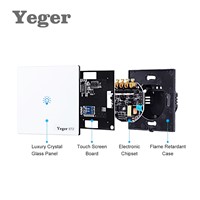 Yeger EU / UK Standard Unique Firewire touch sensing wall switch, Touch Switch 2 Gang 1 Way Switch Crystal Glass Panel,