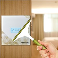EU Standard Switch Original FUNRY ST2 1Gang Remote Control light switch Crystal Tempered Glass Panel touch switch 170-240V RF433