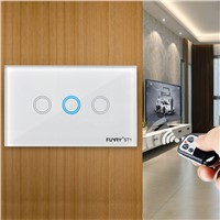 ST1 3gang US Standard Light Switch Luxury Light Switch Touch Remote Control 110-240V Capacitive Touch Switch Led Wall Switch