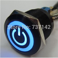 ELEWIND 22mm Black illuminated power symbol push button switch(PM221F-11ET/B/12V/A)