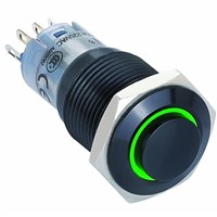16mm Black Latching push button switch with led light(PM162H-11ZE/G/12V/A,CE,ROHS)