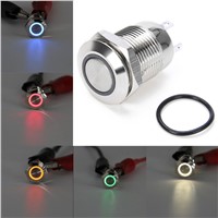 Waterproof Silver 4 Pin Metal Push Button Switch 2A 36V Mayitr White Led Light Momentary Switches 12mm Hole for Outdoors Use