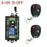 DC 9V 12V 24V 1 CH 1CH RF Wireless Remote Control Switch System,315/433 MHZ 2X Transmitter + Receiver,Latched (A=ON B=OFF)