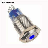 Zusen 16mm dot illuminated on-off 2no2nc push button switch(GQ16F-22ZD/B/12V/S)