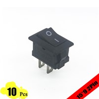 10pcs/lot 15*10 mm 2PIN Kcd1 Boat Rocker Switch SPST Snap-in ON/OFF Position Snap 3A/250V MINI switch 10*15 mm G130