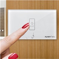 Funry ST2 1Gang US Standard Capacitive Touch Switch Remote Control luxury Glass Wall Switch Panel Light Switch 110-240V 433MHz