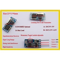 Mos No Sound Remote Control Switch DC3V 3.7V 4.5V 5V 6V 7.4V 9V 12V Micro Small LED Buzzer Motor Battery Wireless Switch 315/433