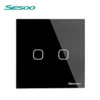 EU/UK Standard SESOO Wall Switch, Light Touch Switch 2 Gang 1 Way AC110V-240V Wall Touch Switch